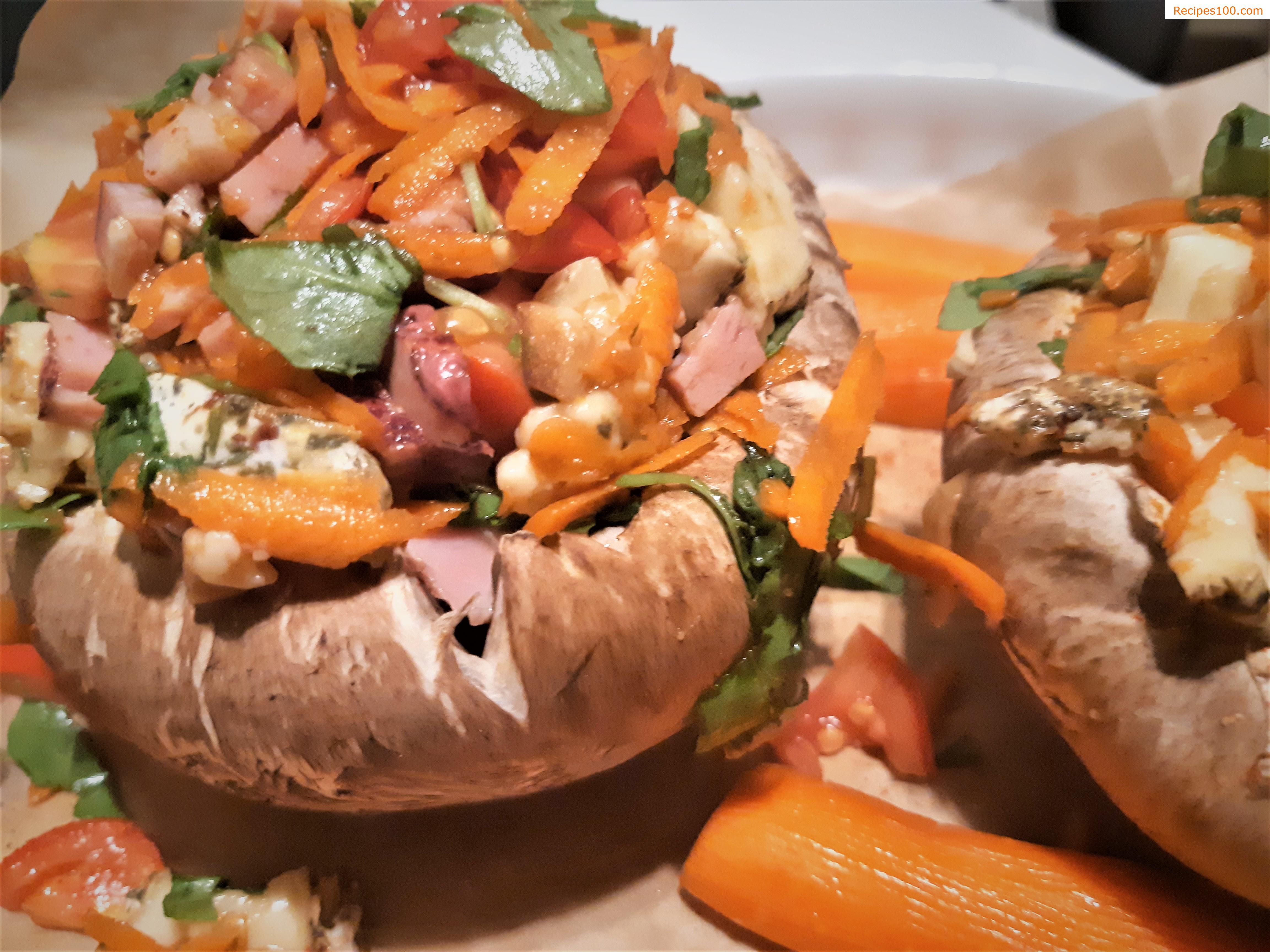Baked portobello mushrooms