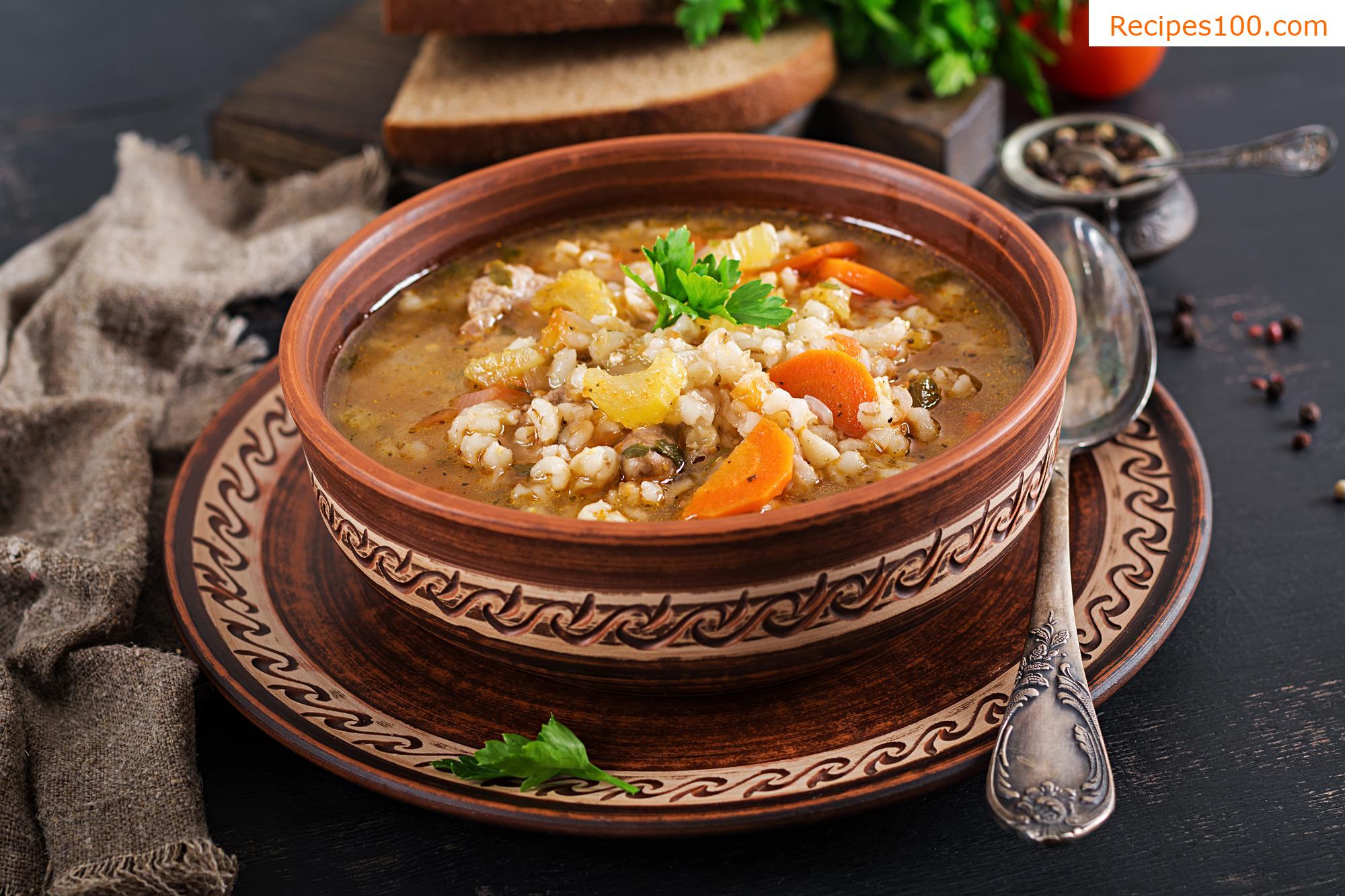 Barley soup with mushrooms