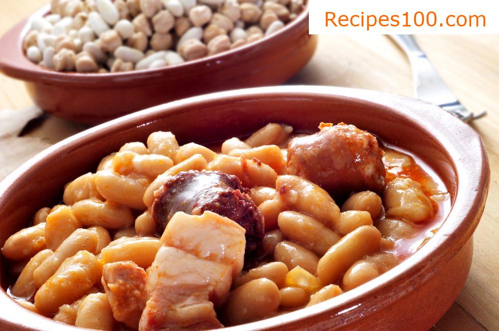 Bean stew with sausage and mushrooms