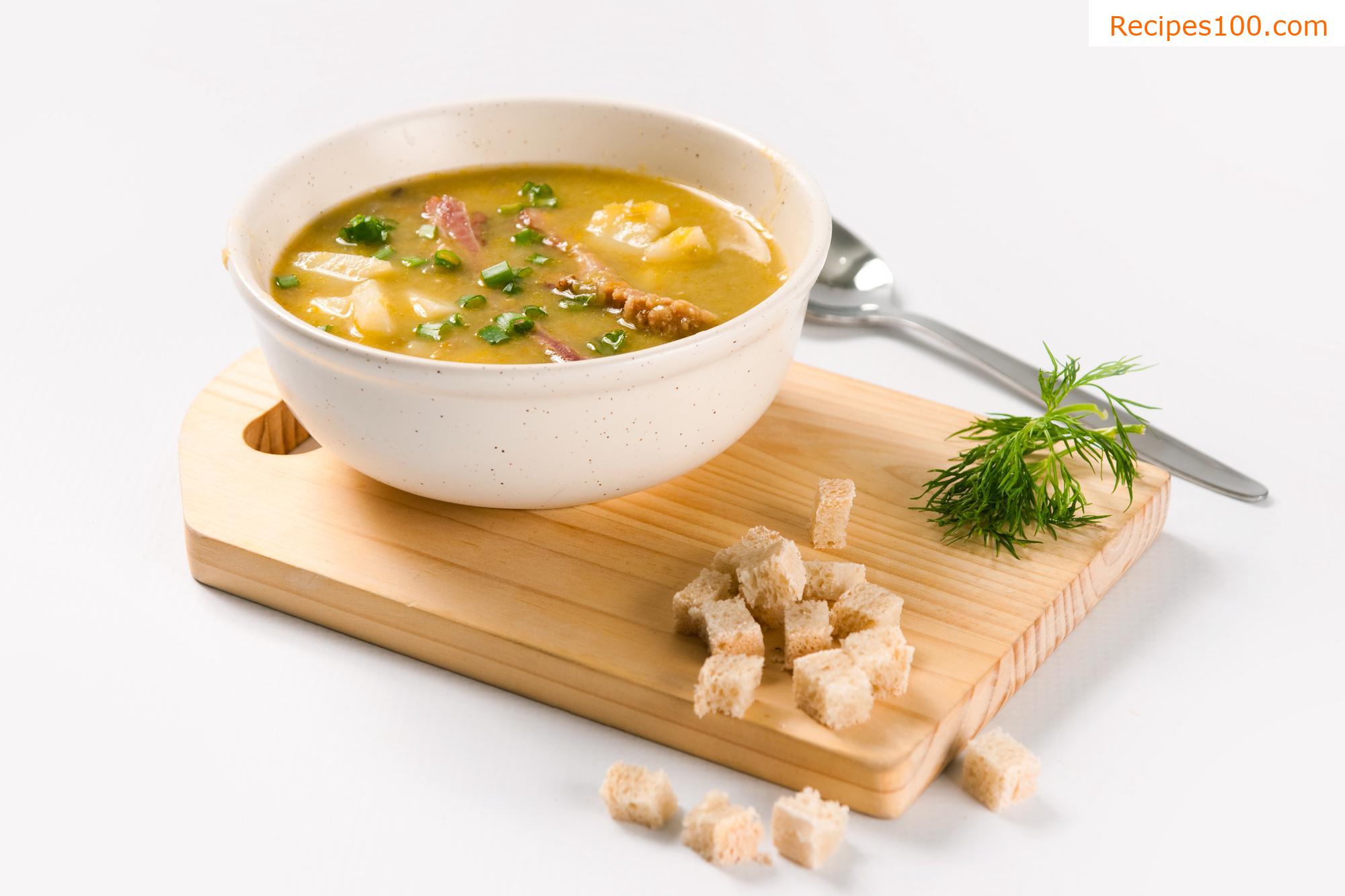 Cabbage soup with cream, potatoes, and sausage