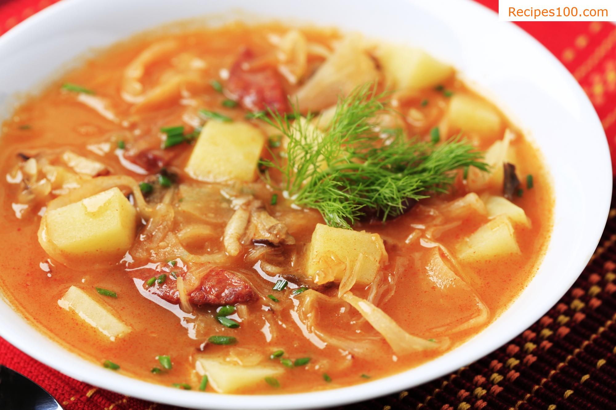 Cabbage soup with sausage