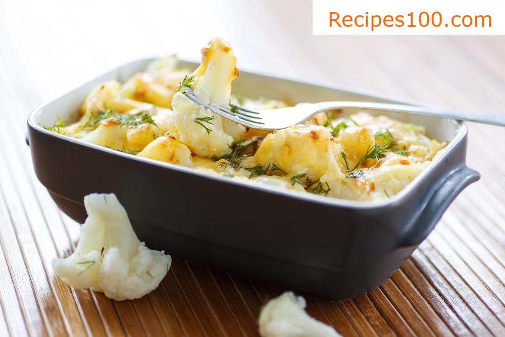 Cauliflower baked with ham
