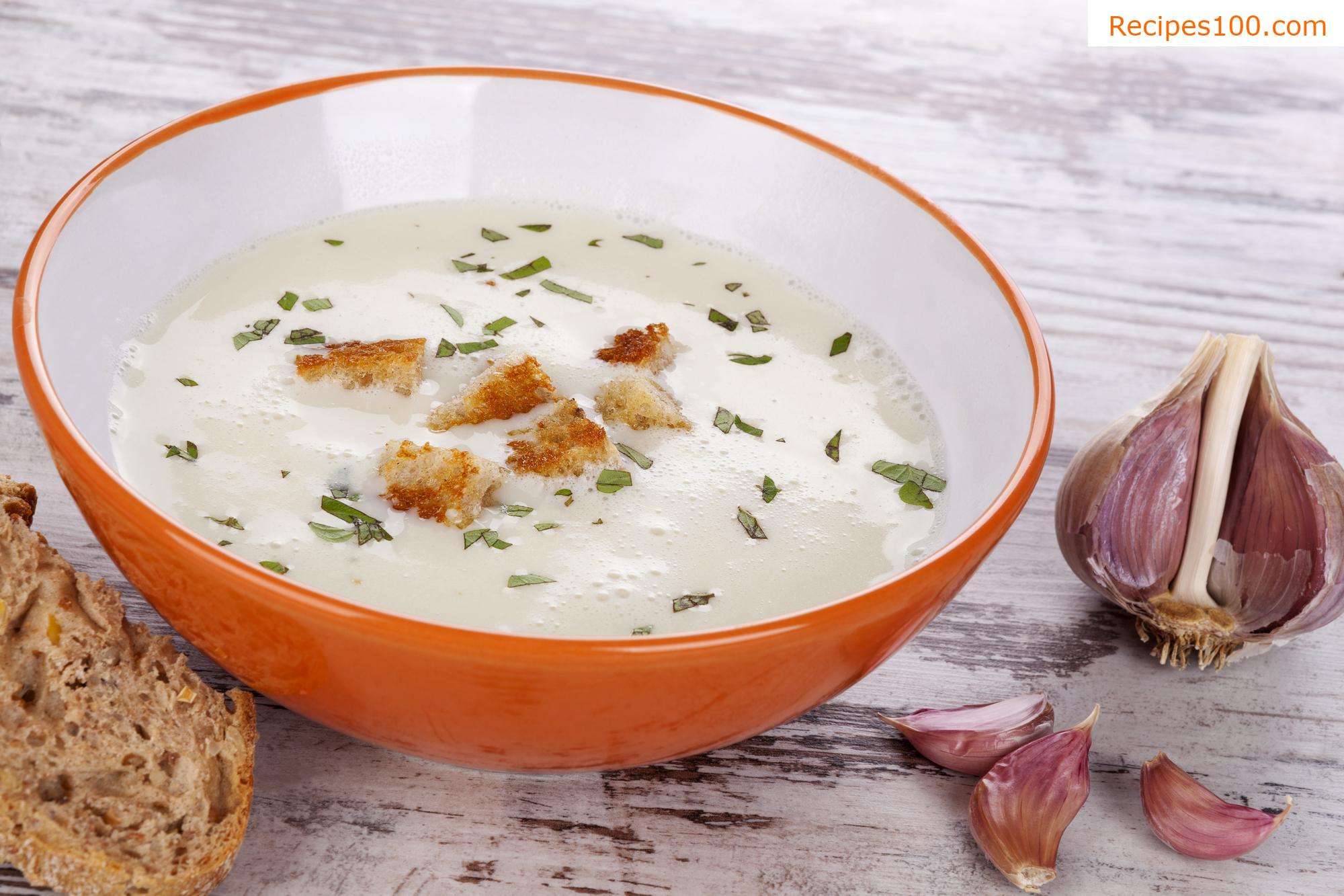 Cheese garlic soup