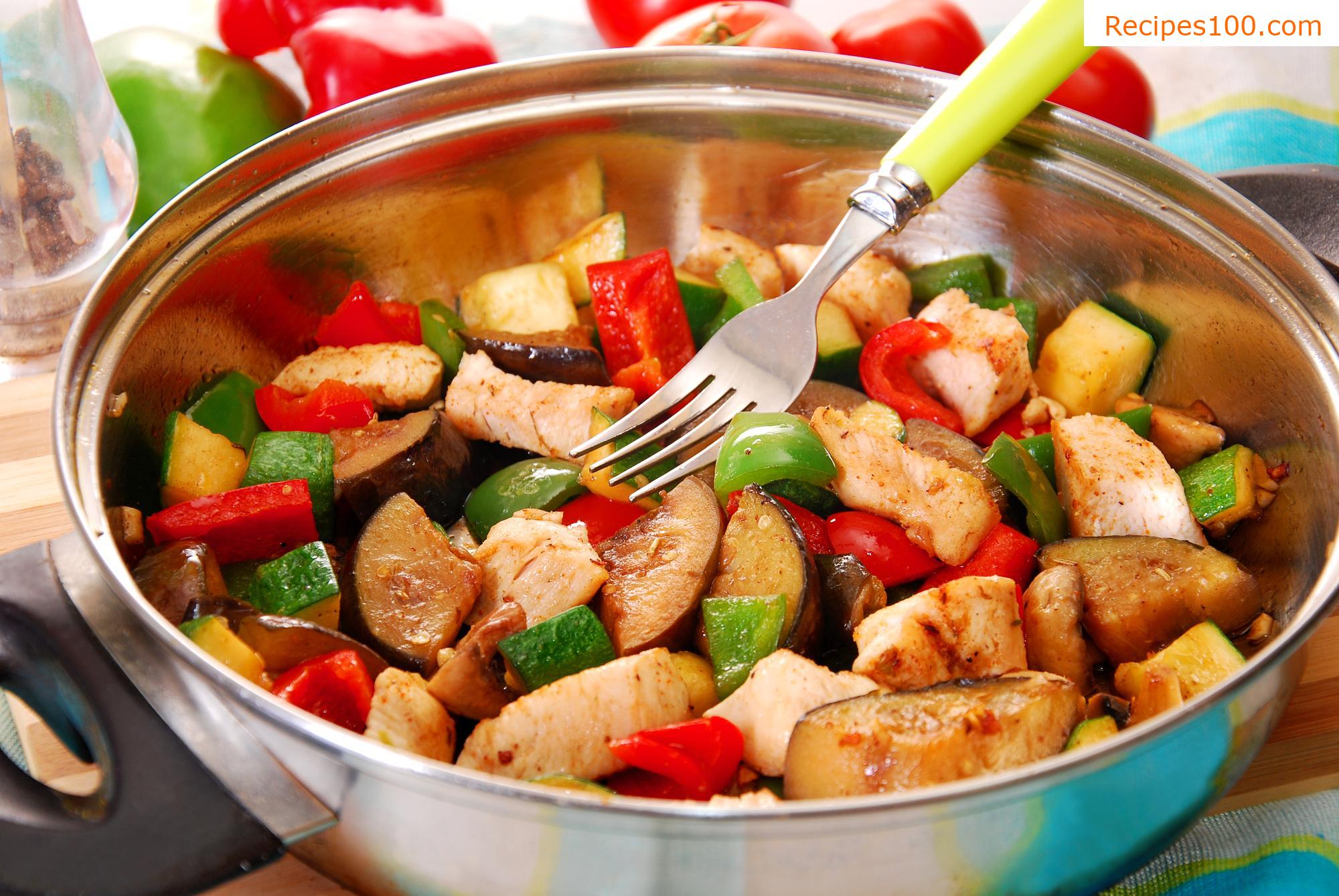Chicken breasts with vegetables and couscous