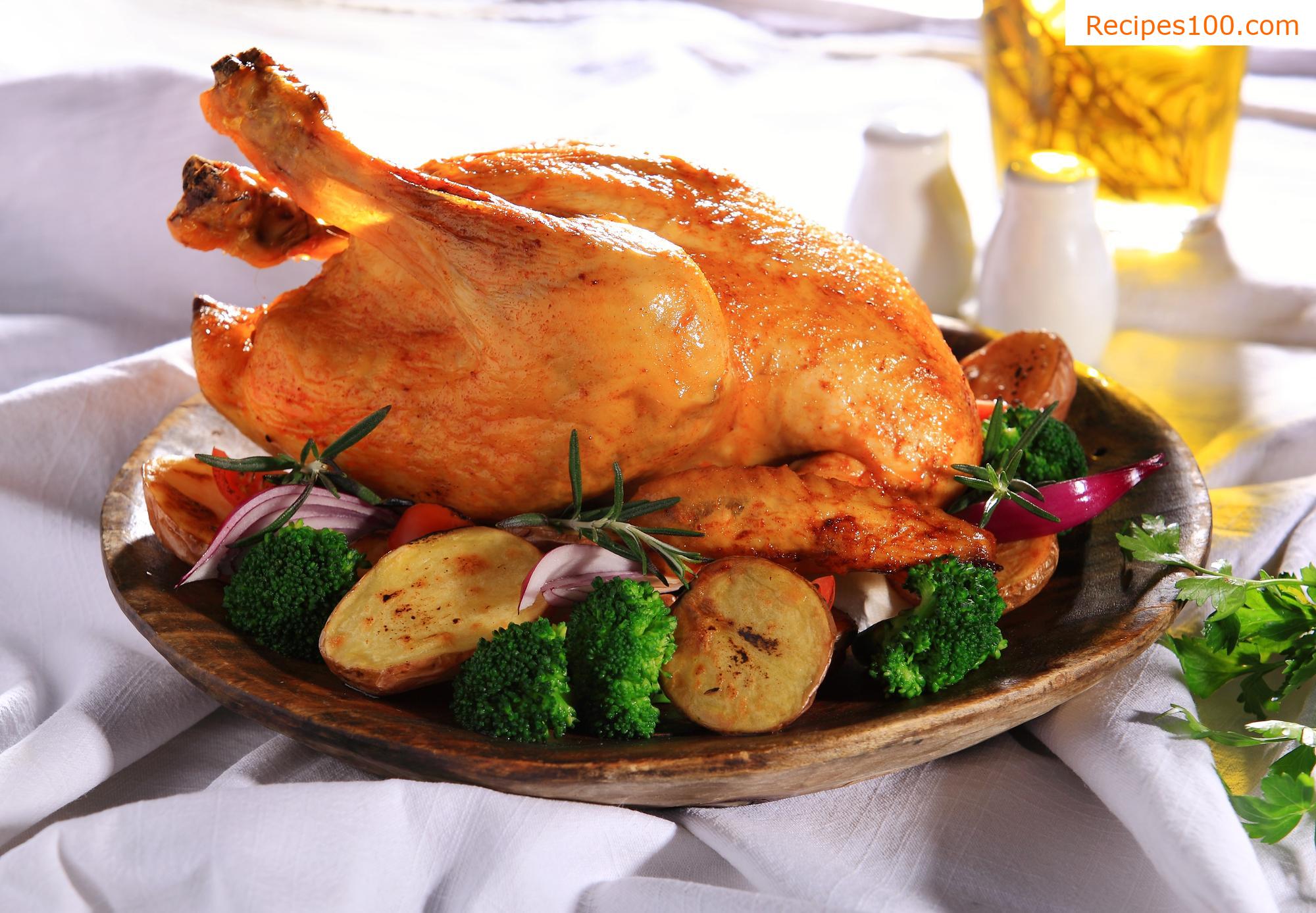 Chicken roasted with vegetables