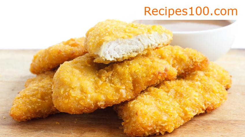 Chicken schnitzel with mustard, breaded in garlic breadcrumbs