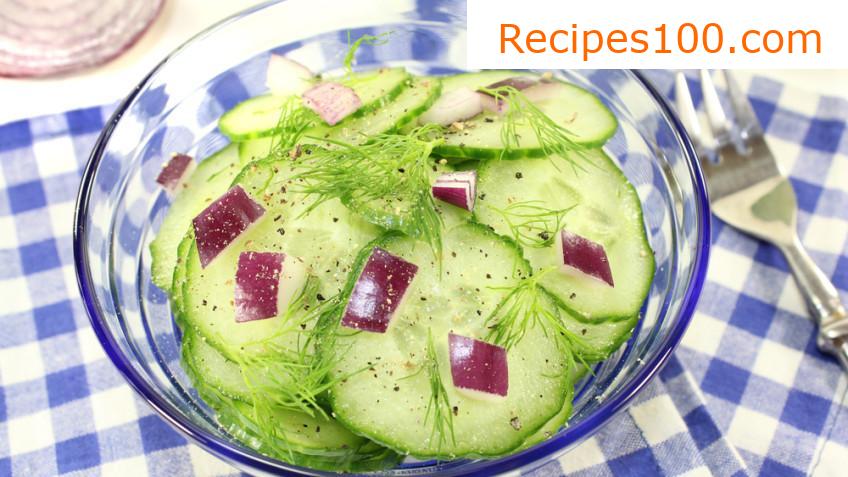 Cucumber salad with dill and onion
