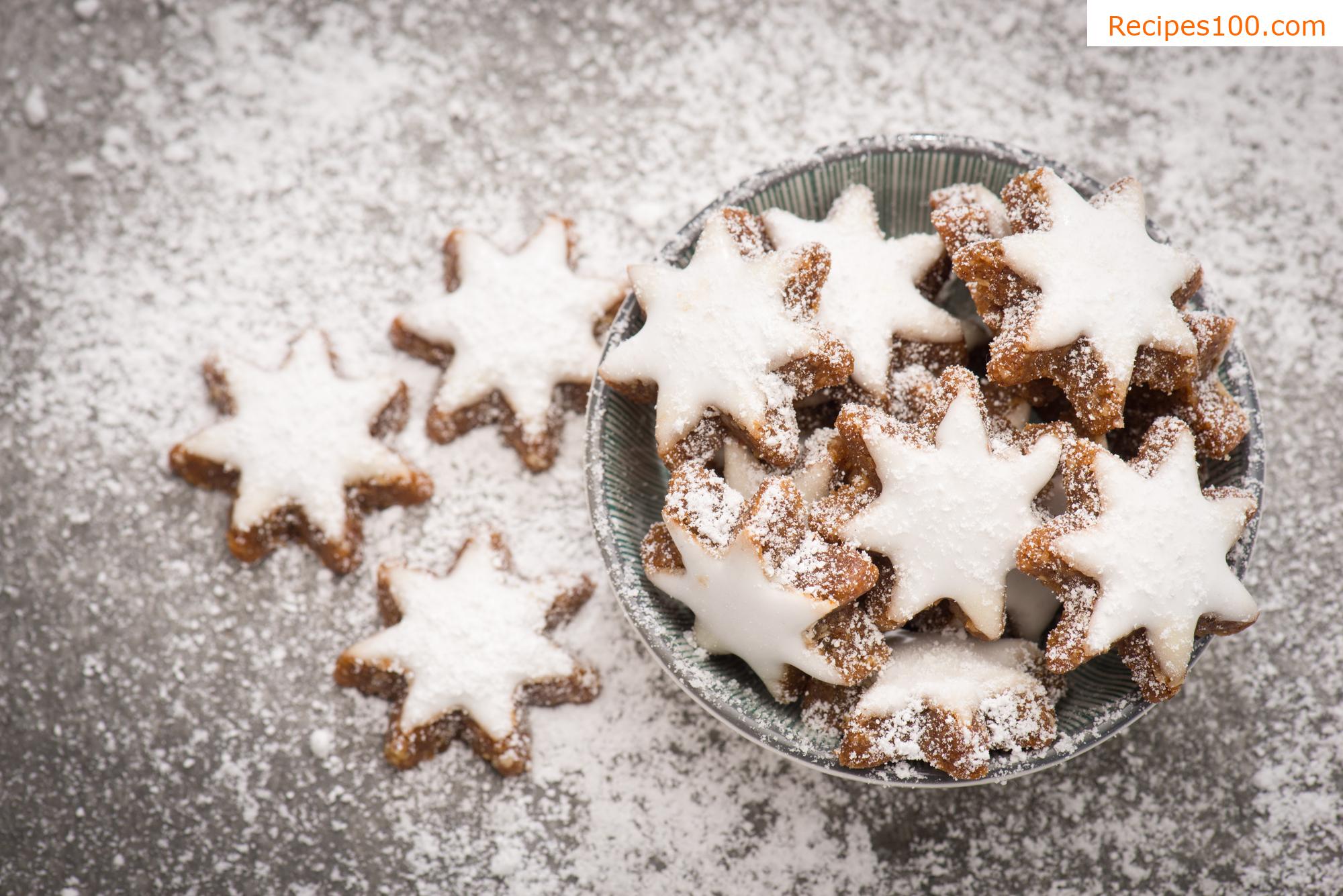 Decorated almond gingerbread cookies