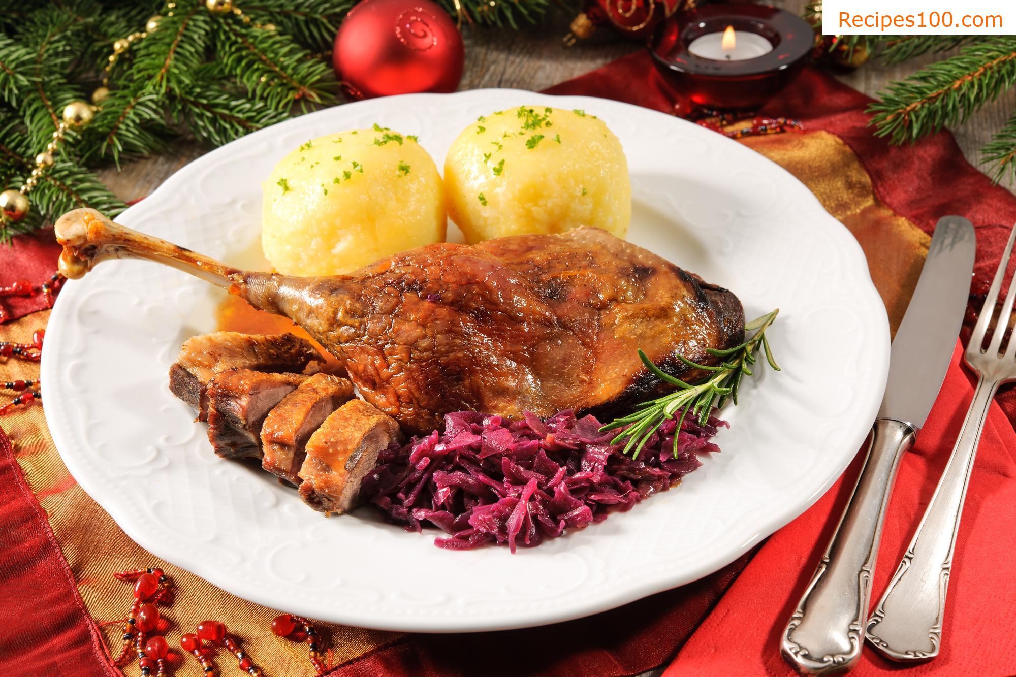 Goose and duck roasted