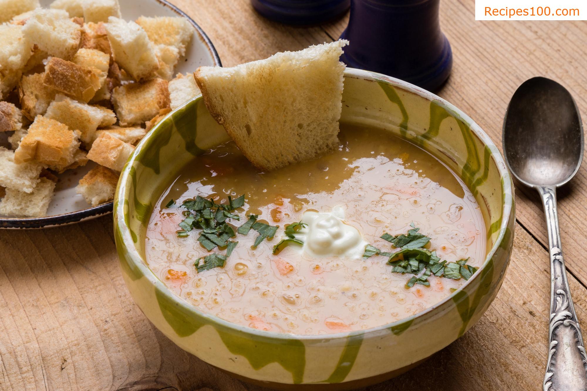 Lentil soup with marjoram