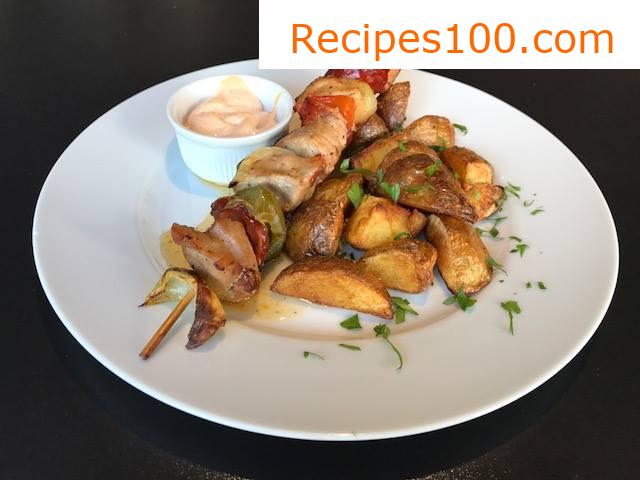 Marinated pork skewers