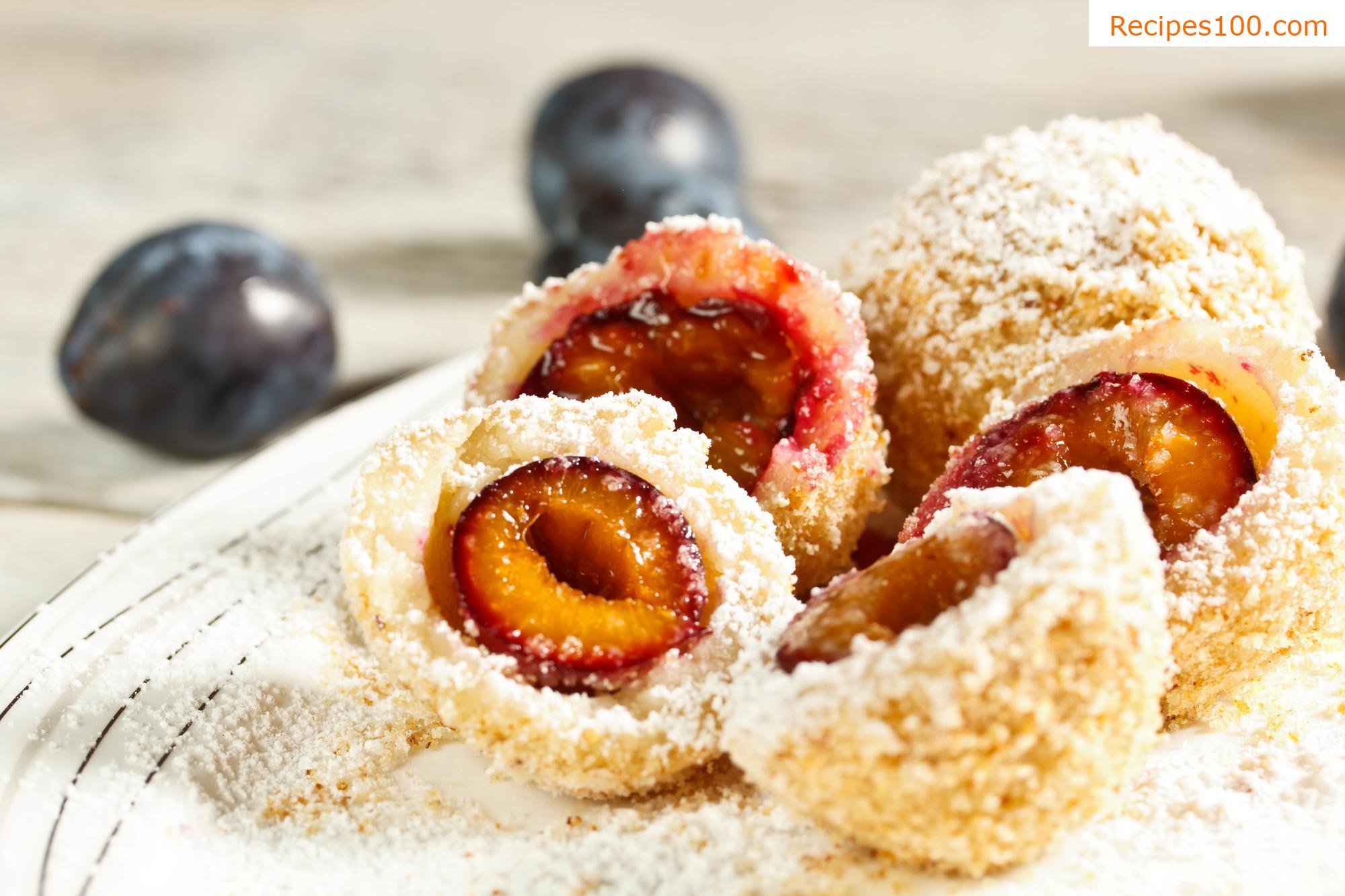 Plum dumplings made from potato dough