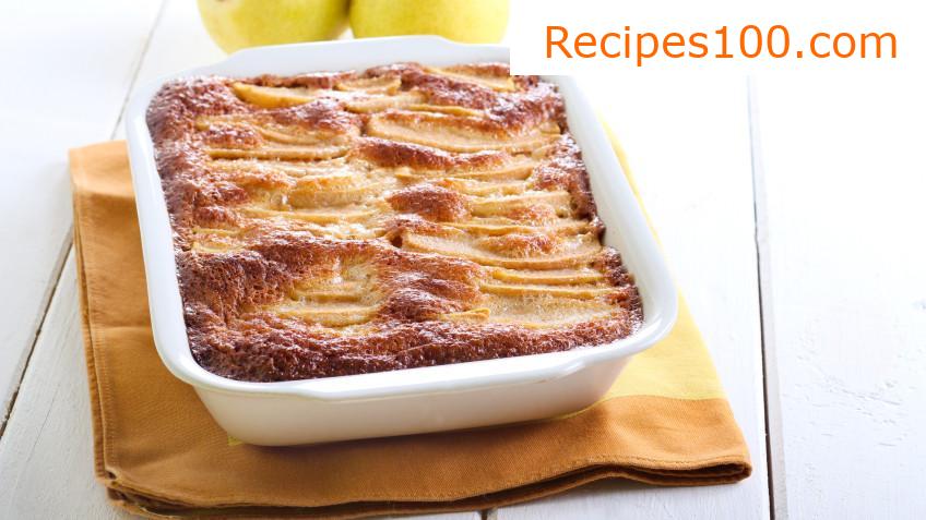 Poke cake with frosting and lemon pudding