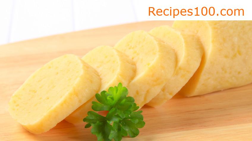 Potato dumpling stuffed with homemade wine sausage