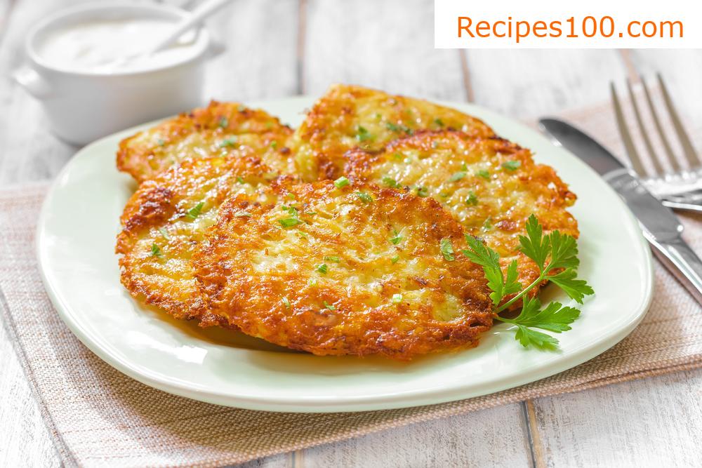 Potato pancake filled with chicken meat