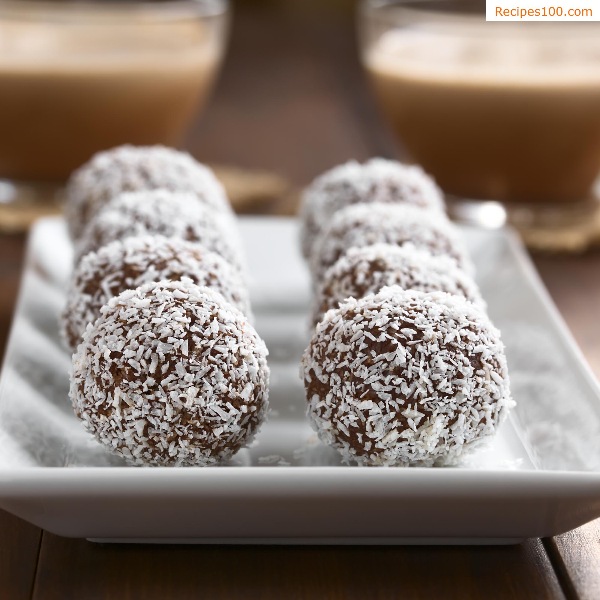 Rum balls in coconut