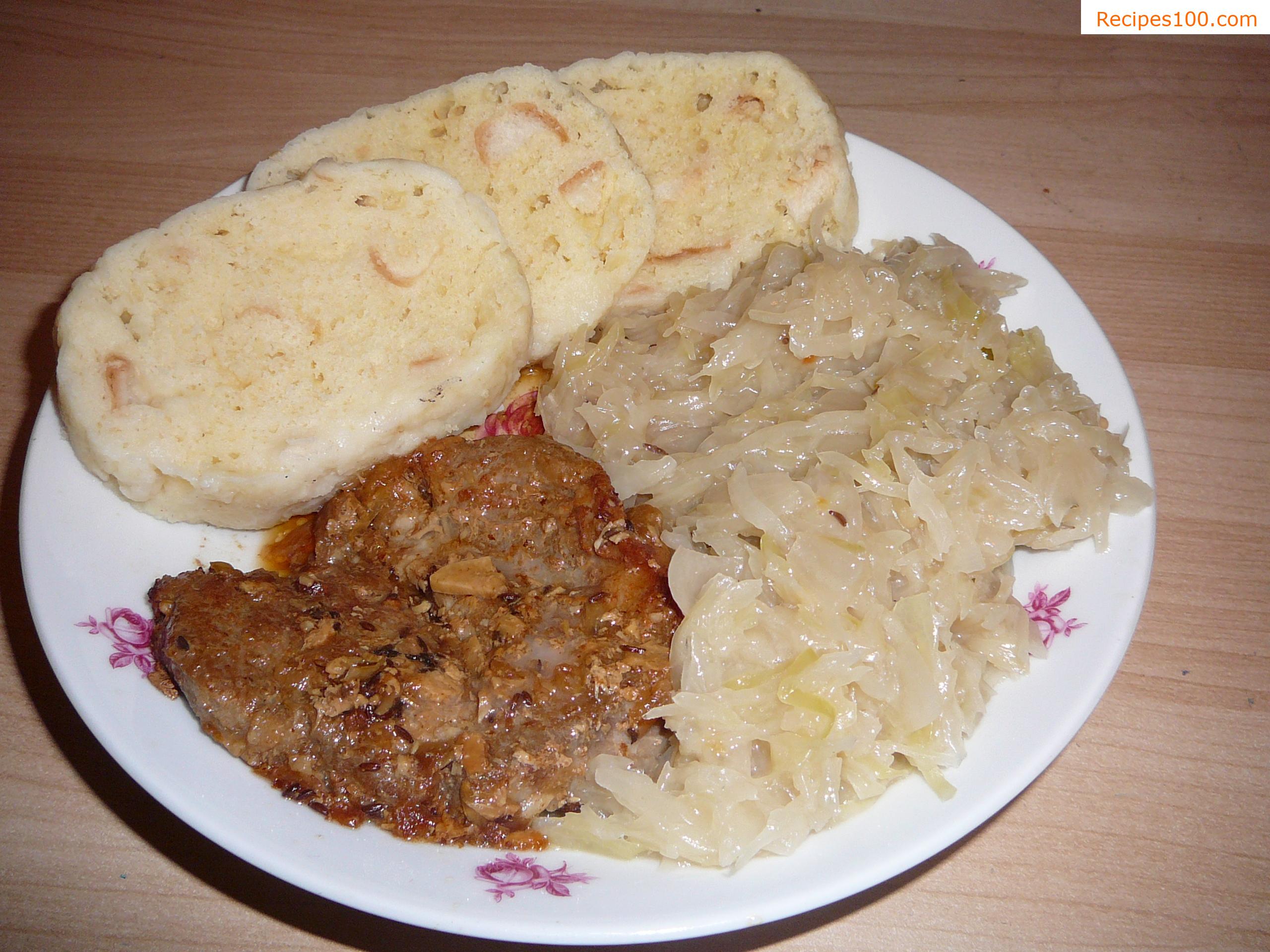 Simple pork, dumplings, and sauerkraut