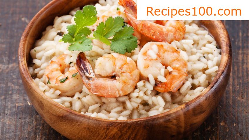 Spinach risotto with shrimp