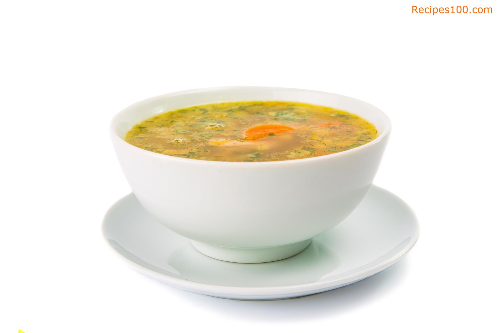 Thickened chicken soup with poultry (fat-free)