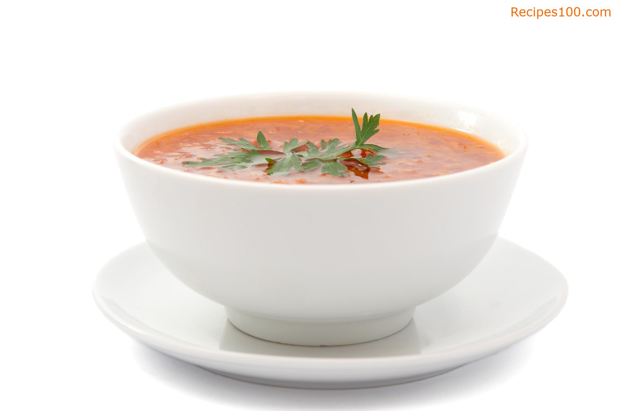 Tomato soup with zucchini noodles