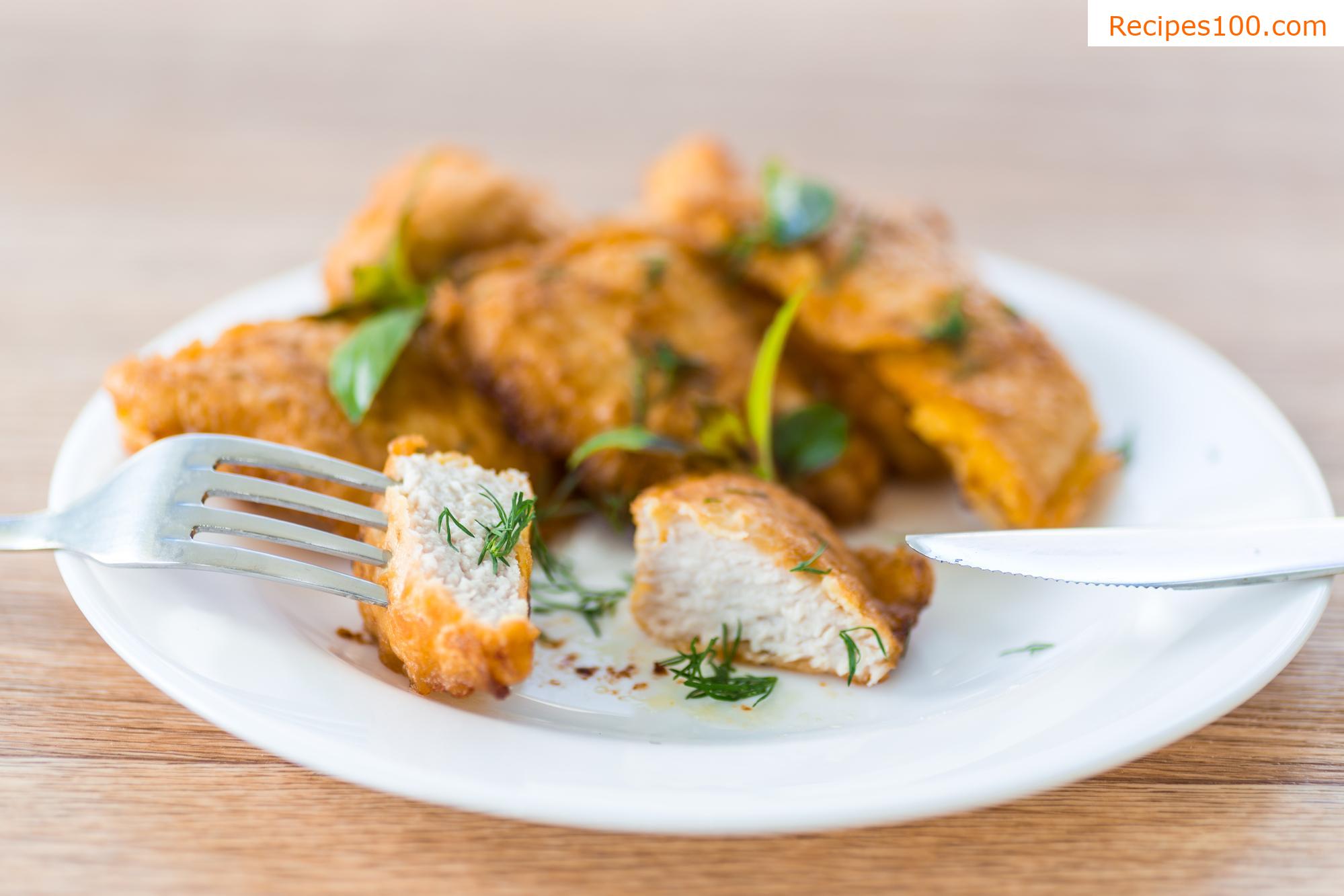 Turkey cutlets in cheese batter