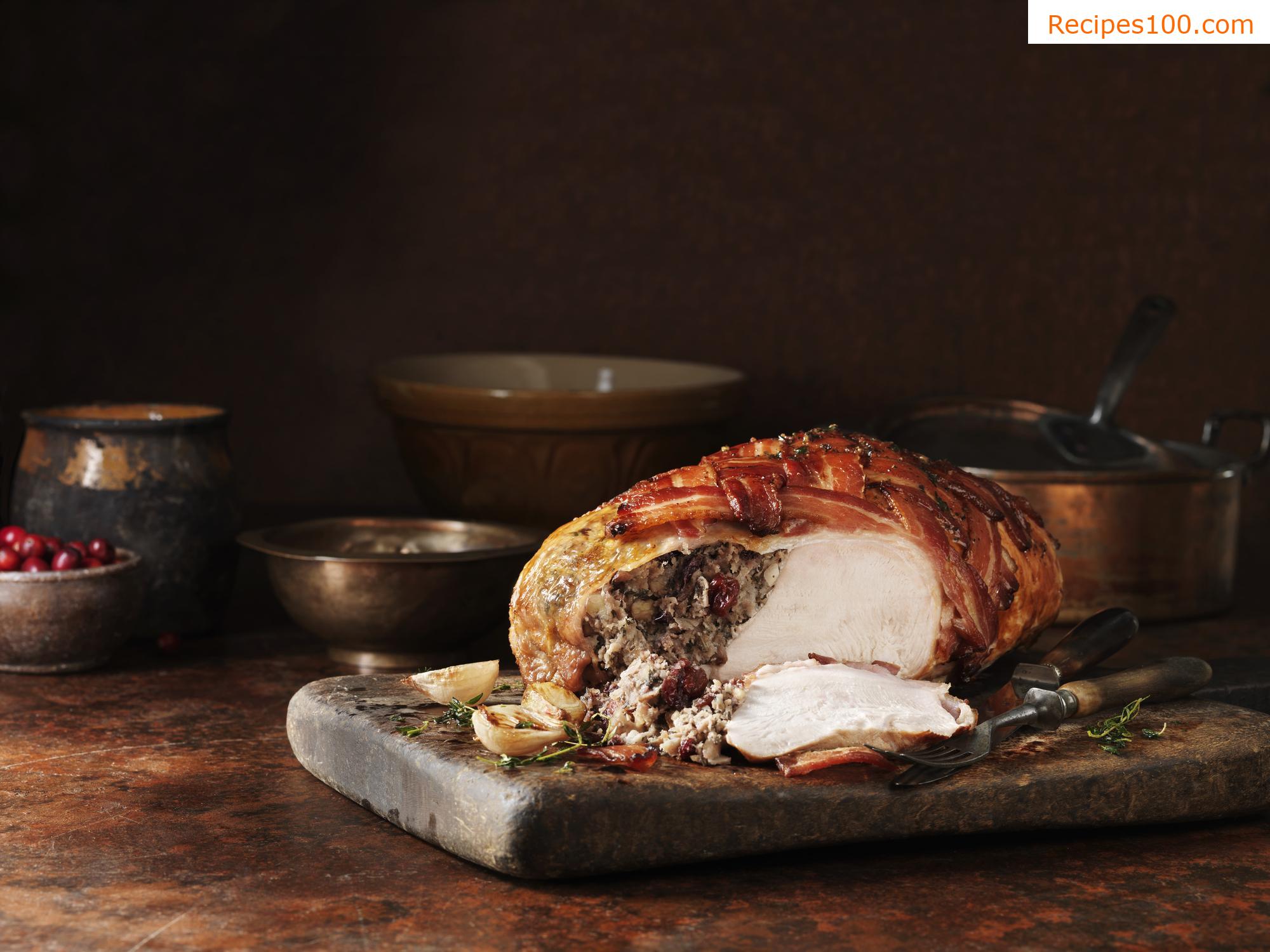 Turkey with plum and chestnut stuffing