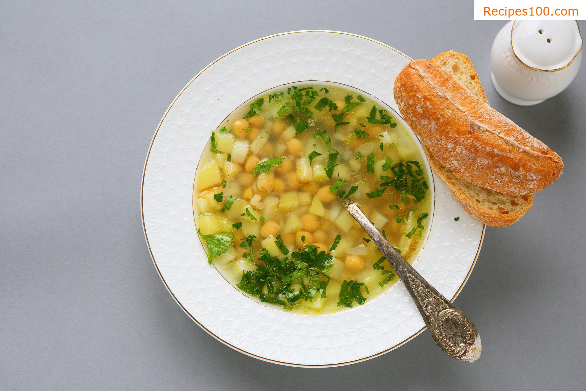 Vegetable soup with chickpeas