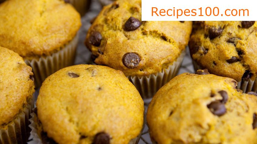Whole Grain Pumpkin Muffins with Nuts and Chocolate