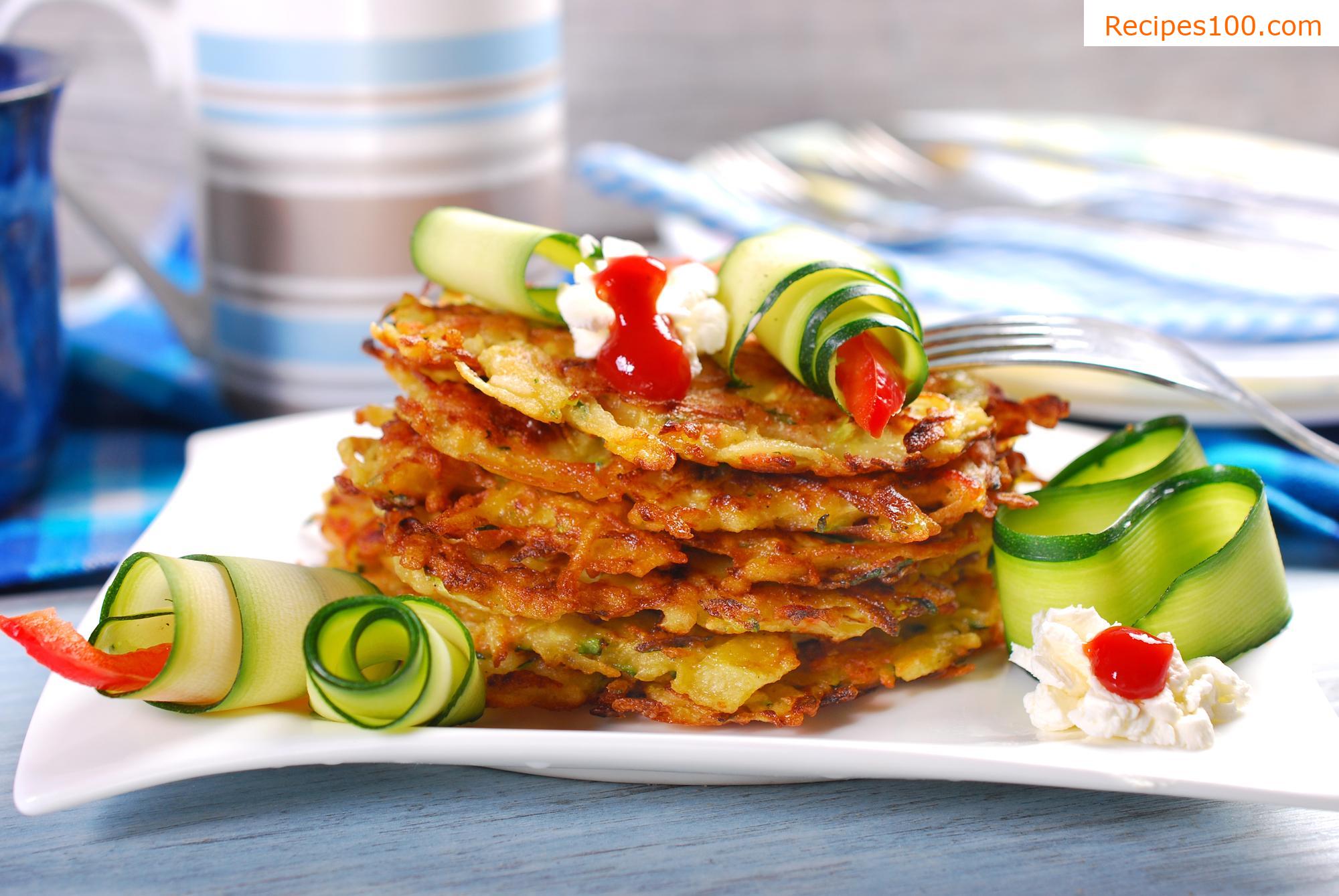 Zucchini potato pancake baked in the oven