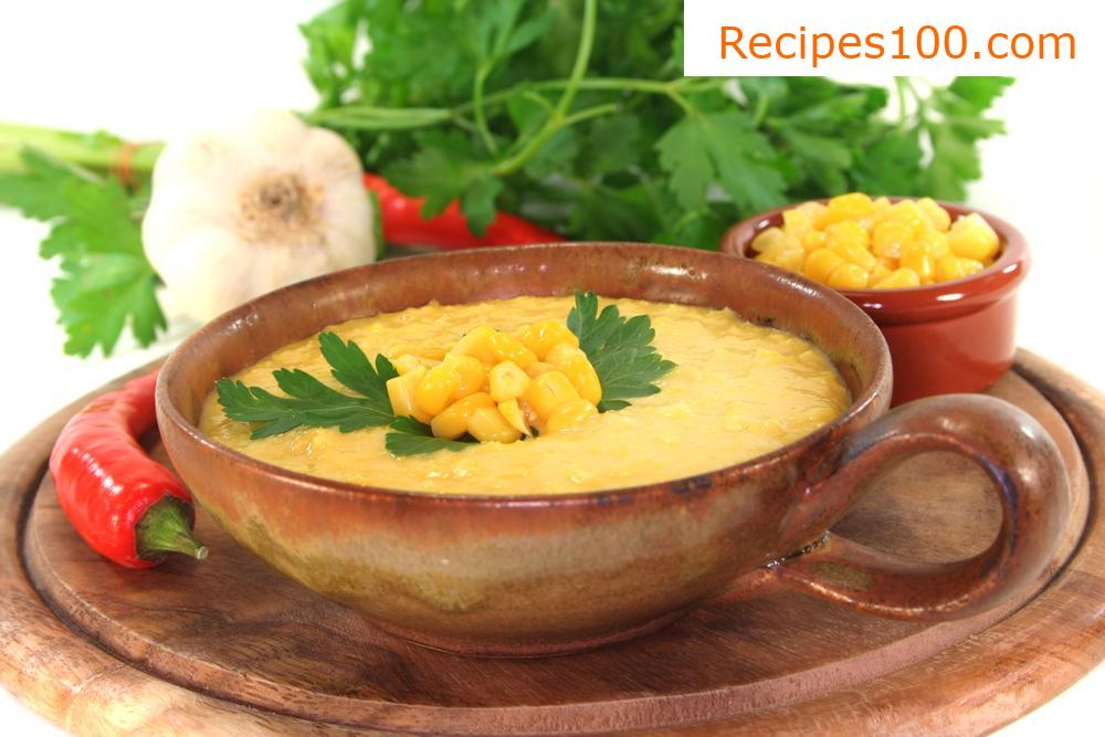 Zucchini soup with corn